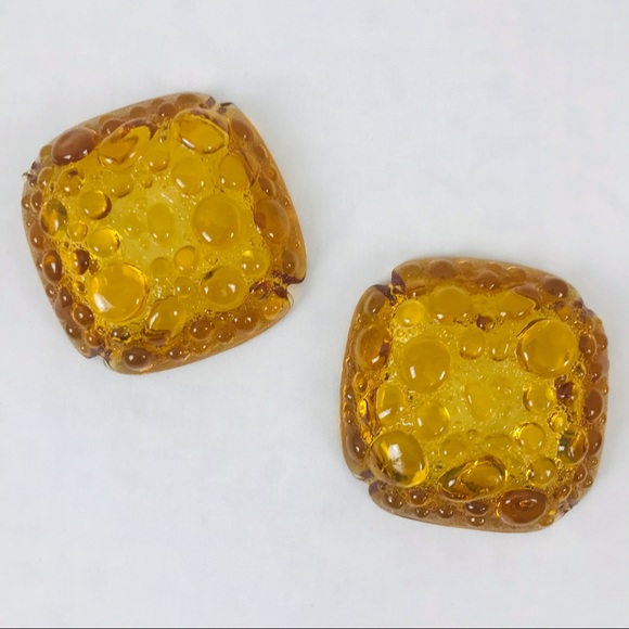 Pair of Vintage Amber Glass Ashtrays - Picture 2 of 6